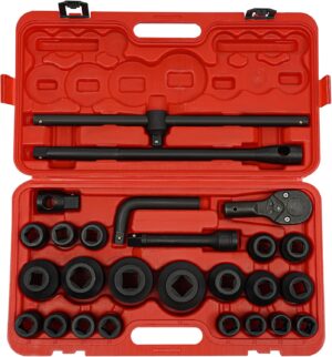 🚗 KFZ & Werkstatt – Professional 26-Piece Explosion-proof Socket Set Made of 45 Carbon Steel with Carry Case - 3/4 Inch & 1 Inch Drive for Car Repair and Industrial Use