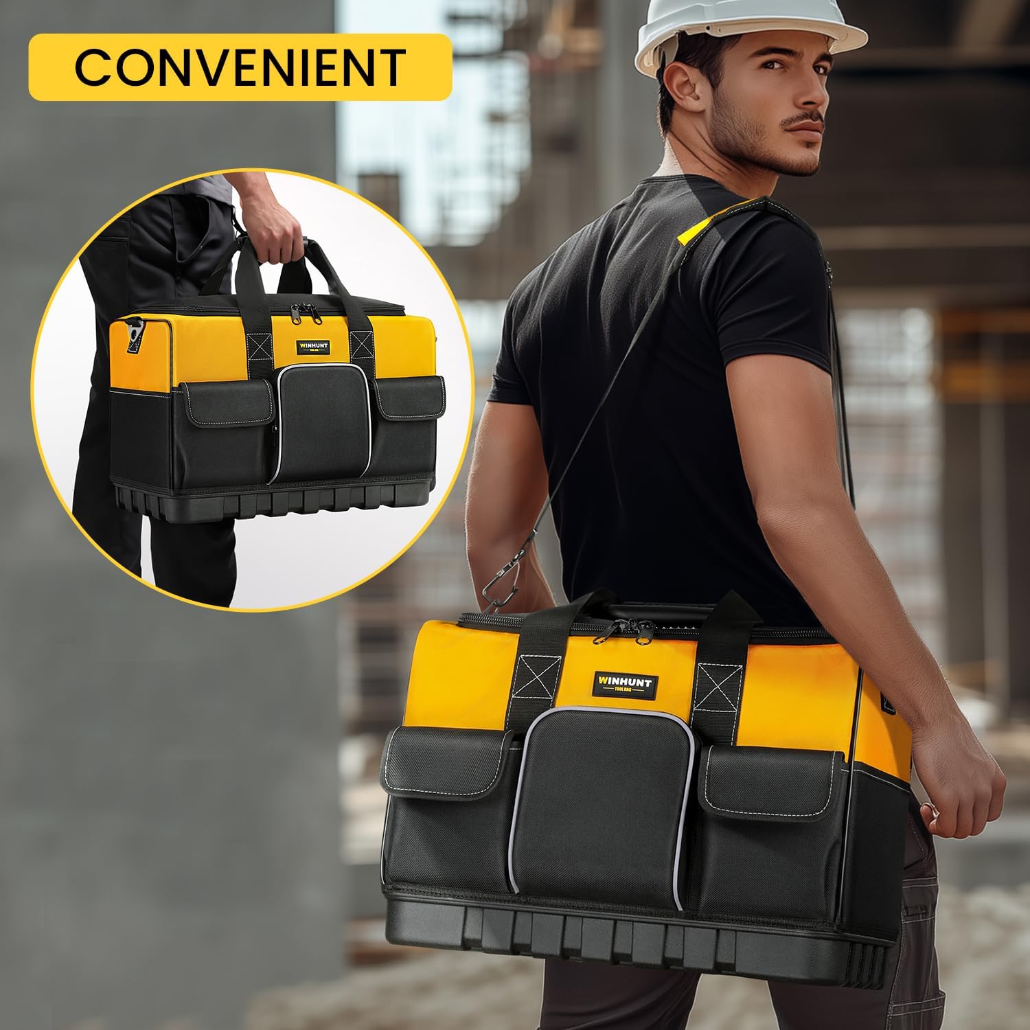 🔥 Angebote & Aktionen – Tool Bag, 16 Inch Tool Organisers, 600 Denier Large Tool Bag for DIY & Equipment Storage, Yellow and Black (40 cm/16 Inches) – Bild 8