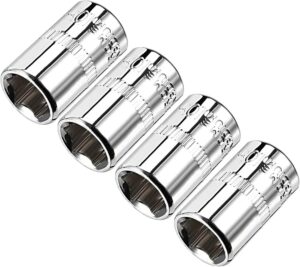 🚗 KFZ & Werkstatt – Tool Box 4-Piece Repair Tool for 1/4 Inch Drive, 10 mm, Cr-V, 6 Point, Flat Sockets for Household Maintenance, Car Repairs Socket Set