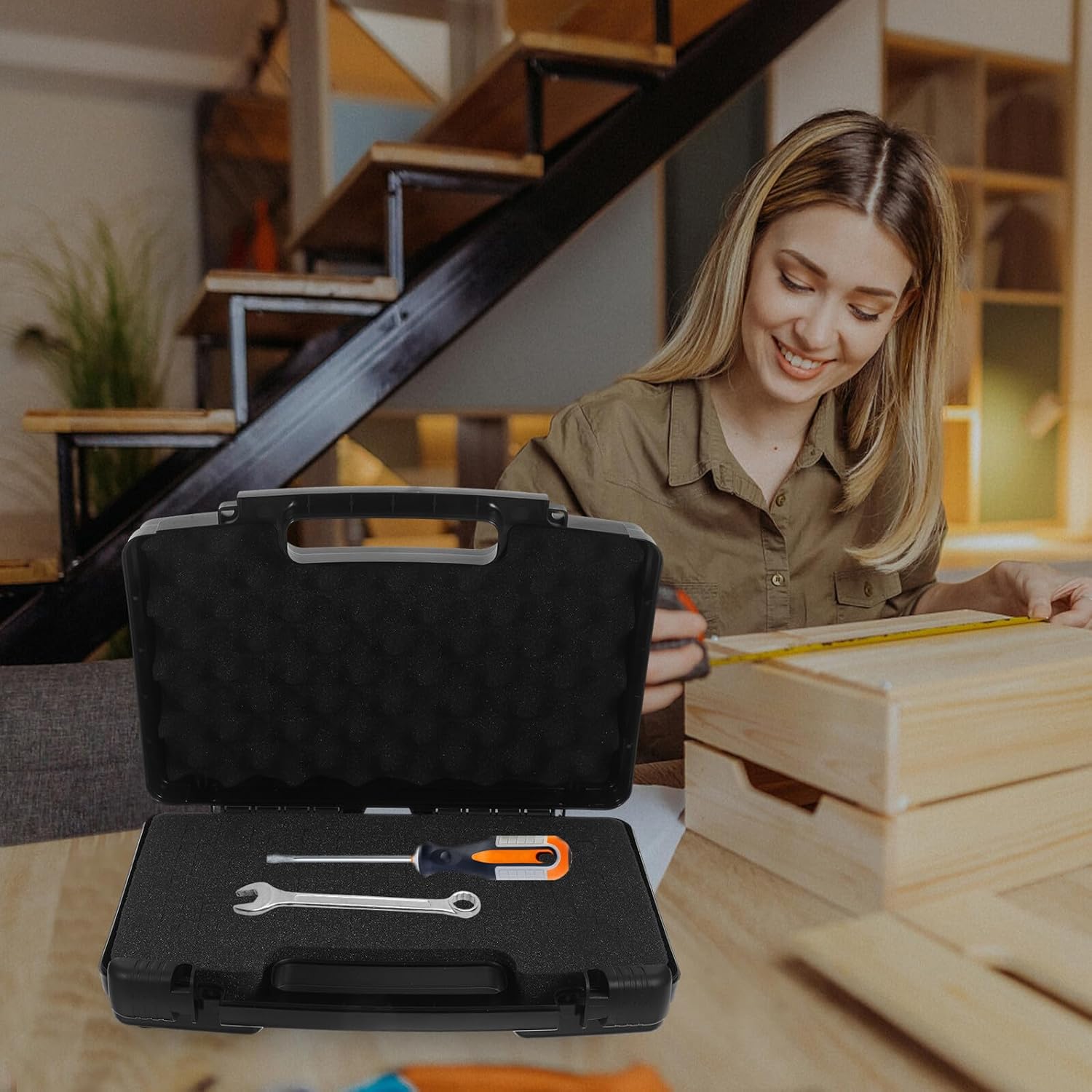 ⚡ Elektro & Technik – Tragbarer Hartschalen-Werkzeugkasten mit Schaumstoffeinlage, robuster Aufbewahrungskoffer für Elektriker, stoßfeste Kunststoffbox, Organizer für vielseitigen Werkzeugschutz und – Bild 7