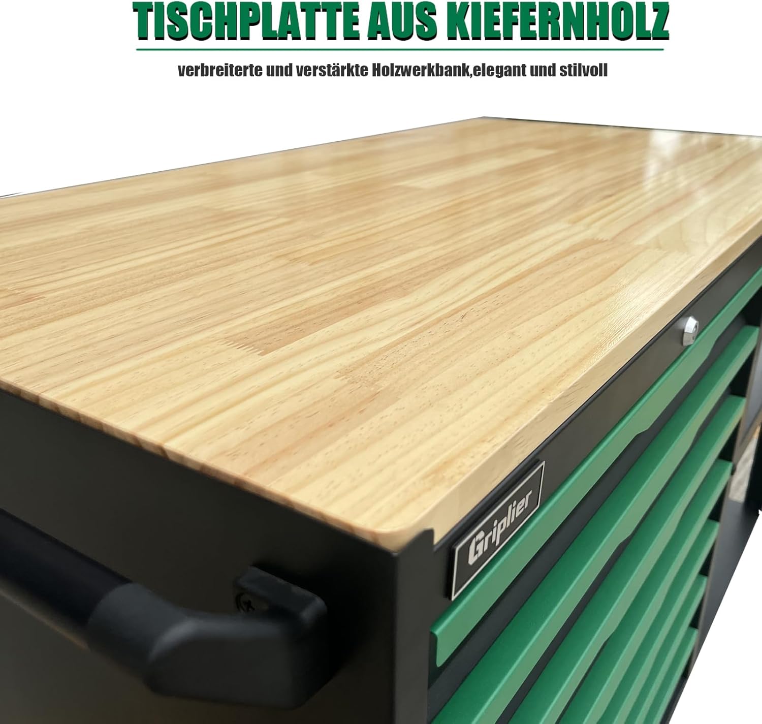 ⚒️ Bau & Montage – Rollbarer Werkstattwagen mit 7 Schubladen und doppelten Ablagen, Arbeitsplatte aus Holz für Garage, Werkstatt oder Außenbereich, 300 kg Tragkraft (7 Schubladen mit 258 Werkzeugteilen) – Bild 9