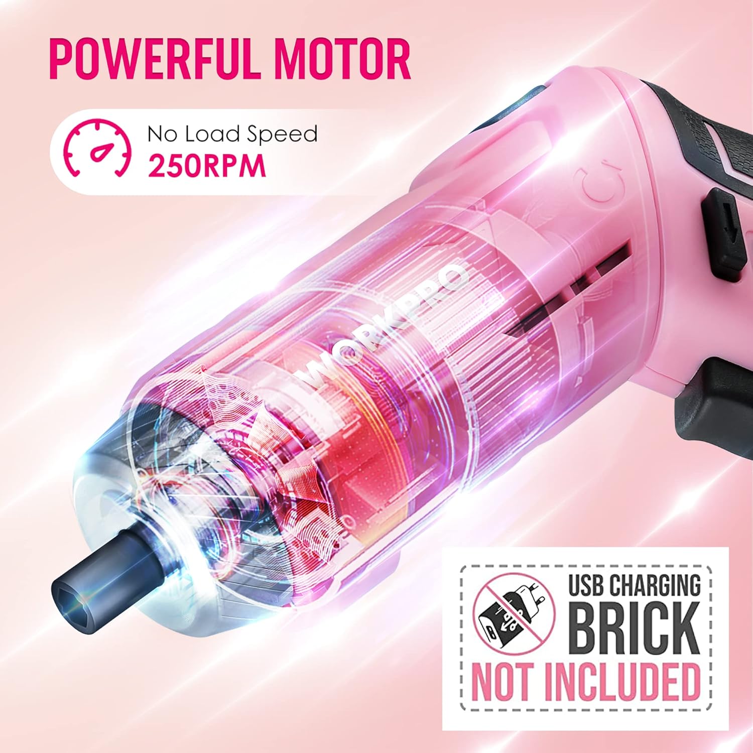 🔥 Angebote & Aktionen – WORKPRO 53-Piece Tool Set Pink with Cordless Screwdriver Small Pink Tool Bag Filled for Household Repair with Spirit Level, Water Pump Pliers, Gifts for Mother, Home Owner – Bild 9