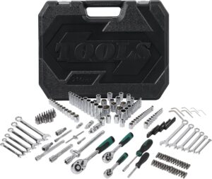 🚗 KFZ & Werkstatt – Tool Box 216 Pieces, Socket Spanner Set with Ratchet Wrench, 1/4 Inch, 3/8 Inch, 1/2 Inch Tool Set with Wrench, Hammer, Pliers, Screwdrivers for Household, Workshop, DIY & Car