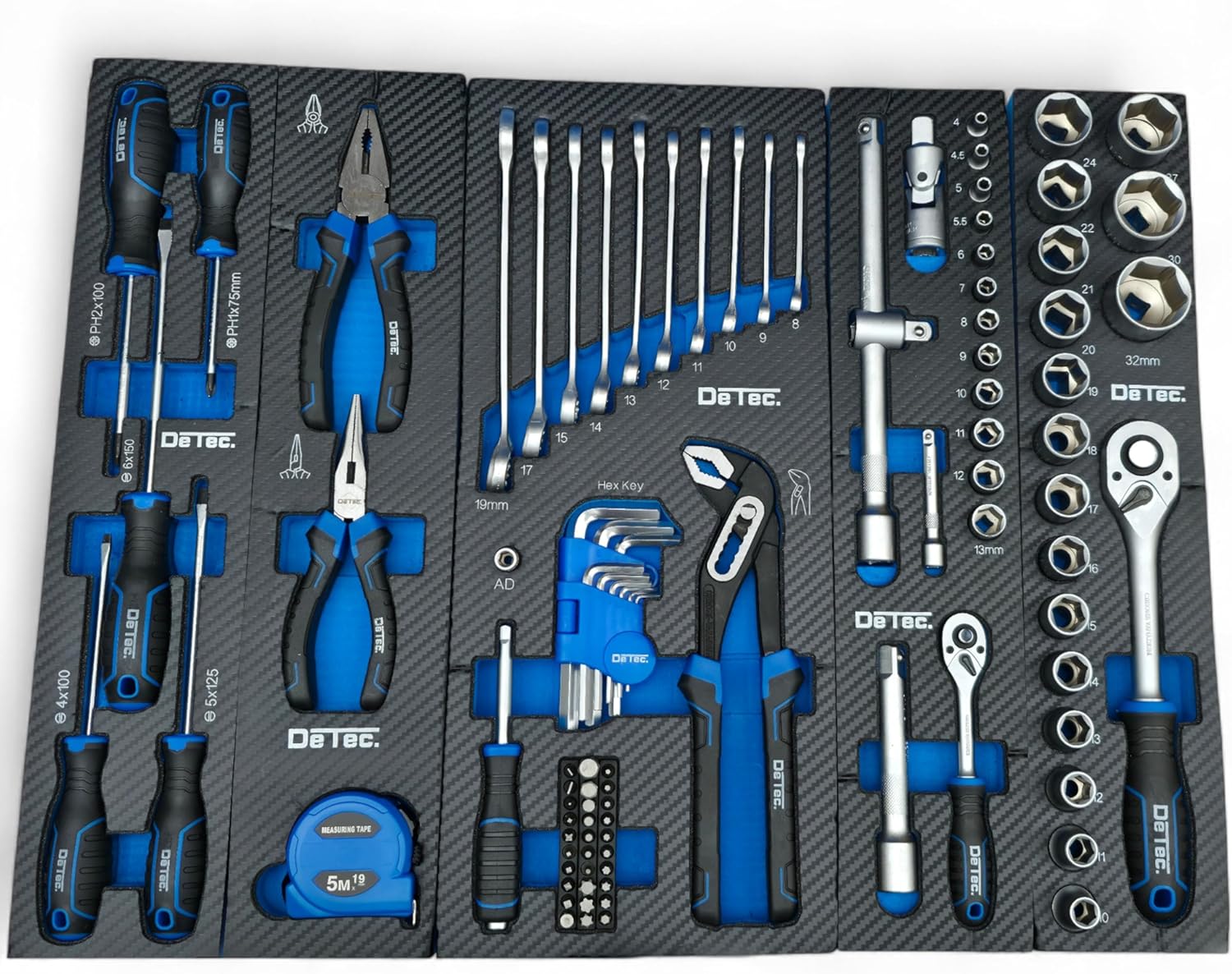 🔥 Angebote & Aktionen – Blue Filled Tool Box Metal 96-Piece Tool Set with Carbon Look Insert Tool Box Blue Edition Tool Box – Bild 5