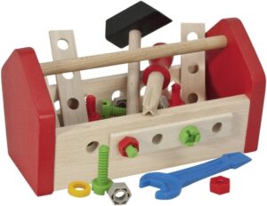 ⚒️ Bau & Montage – Eichhorn 100028103 Werkzeugkoffer 11 x 22 x 12 cm inkl. Werkzeuge, Schrauben und Komponenten, 30 Stück, FSC 100 % zertifiziertes Buchenholz, hergestellt in Deutschland
