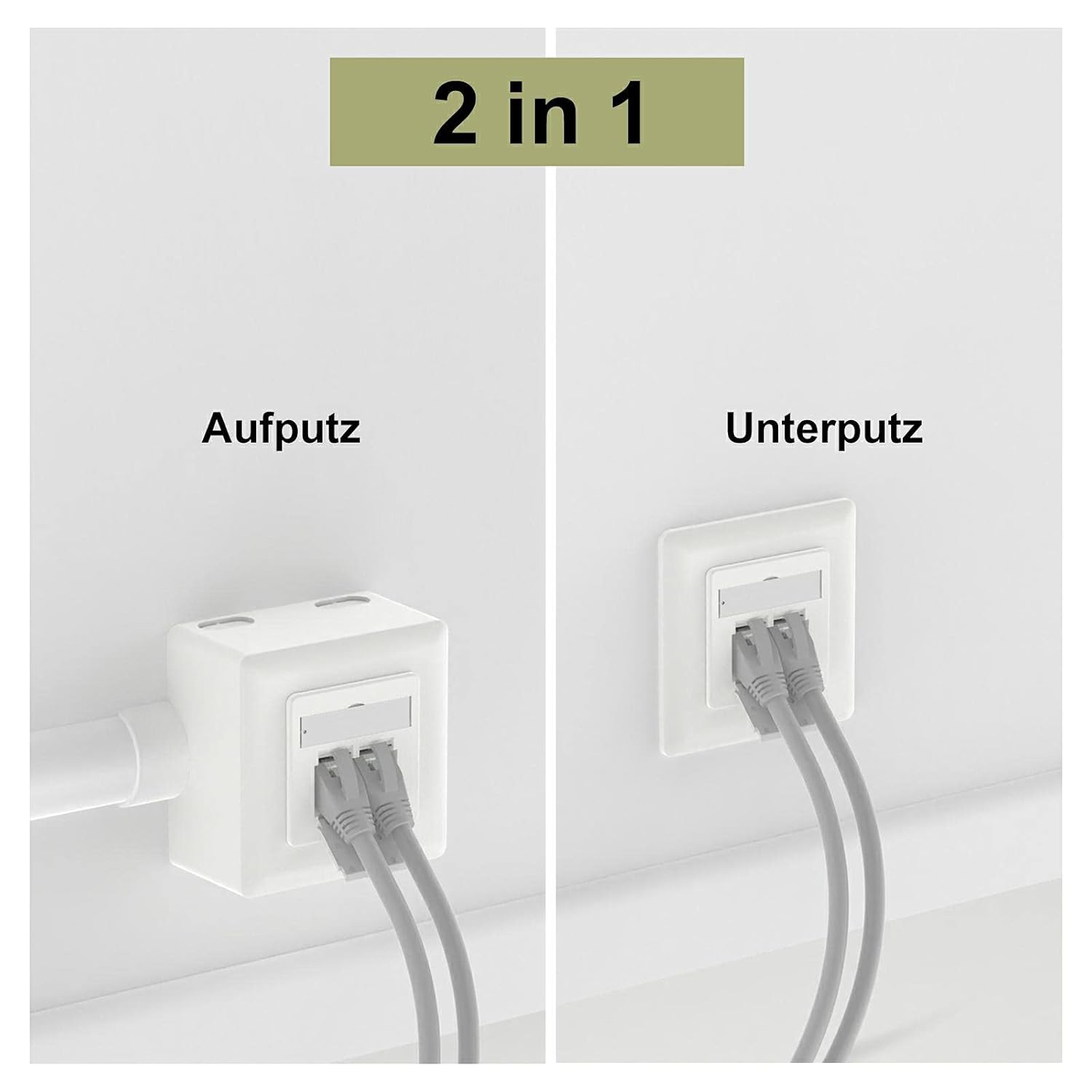 ⚡ Elektro & Technik – VCELINK Universelle Netzwerkdose Cat6A, 2 x RJ45-Port LAN-Buchse, Datendose Aufputz oder Unterputz - geschirmt, 10-Gigabit-Ethernet-Netzwerk RJ45-Buchse, POE, CAT7 CAT6 CAT5, Weiß – Bild 4