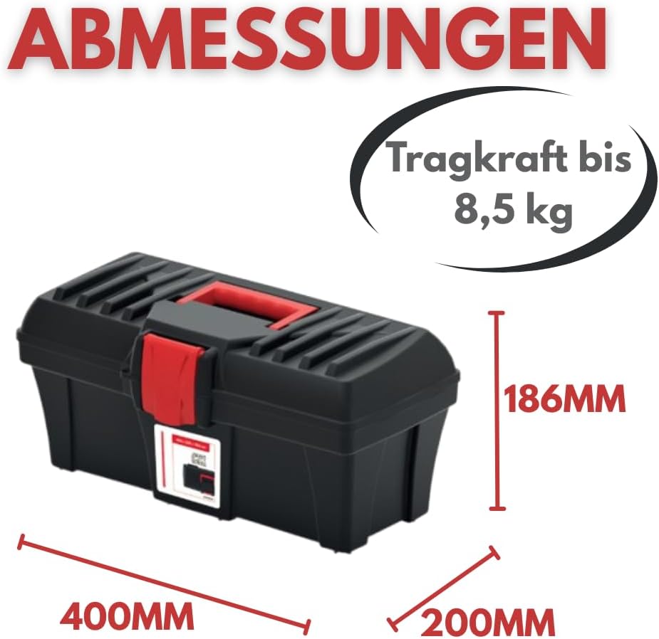 🔥 Angebote & Aktionen – Empty Tool Box - 40.0 x 20.0 x 18.6 cm Robust Tool Box/Workshop Box - Waterproof & Dustproof - Empty Plastic Toolbox - Made in the EU – Bild 5
