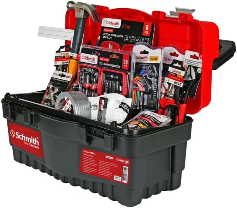 🔥 Angebote & Aktionen – Tool Box Filled with Tools, Tool Box, Allen Key Set, Ratchet Box, Screwdriver Set, Insulating Tape, Hammer, Aluminium Angle and Much More, Large Set
