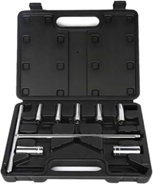 🚗 KFZ & Werkstatt – Tool Box Socket Set with T-shaped Handle, Universal Key Sleeves, 9 Pieces Bicycle and Car Repair Tool Set Tool Box