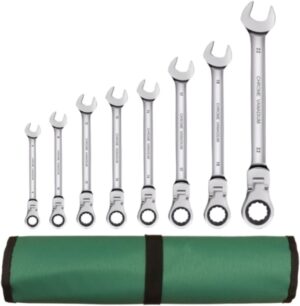 🚗 KFZ & Werkstatt – Car Tool Open-End Ratchet Spanner Set, Hand Tools for Car Repair Kit with Canvas Bag, Tool Case (8 Pieces)