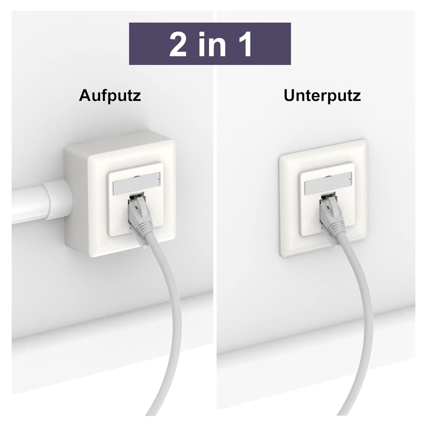 ⚡ Elektro & Technik – VCELINK Netzwerkdose Cat6A Universal, 1 x RJ45 Port LAN Buchse geschirmt, Datendose Aufputz oder Unterputz, RJ45 Buchse, 10 Gigabit Ethernet Netzwerk AP Buchse, POE, CAT7 CAT6 CAT5, Weiß – Bild 8
