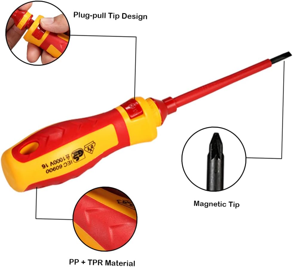⚡ Elektro & Technik – Geevorks 13-teiliges isoliertes Schraubendreher-Set inklusive Spannungsprüfer, TPR-Griff, Schlitz-, PH-, PZ- und T-Set – Bild 7