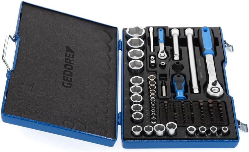 🚗 KFZ & Werkstatt – GEDORE 19V20 U20 Blue 1/4 + 1/2 Inch Tool Socket Ratchet Bit Set for Car – Bild 4