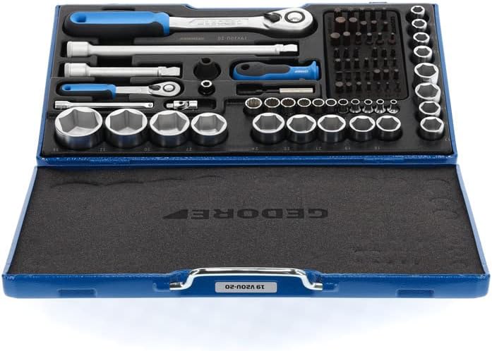 🚗 KFZ & Werkstatt – GEDORE 19V20 U20 Blue 1/4 + 1/2 Inch Tool Socket Ratchet Bit Set for Car – Bild 3