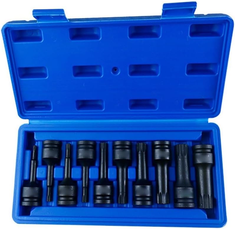 🚗 KFZ & Werkstatt – 10 Piece Hex Socket Set for Wrenches, 1/2 Inch Drive Plum Blossom Sockets M5-M19, Premium Steel Rust Resistant for Car Repair, with Tool Box