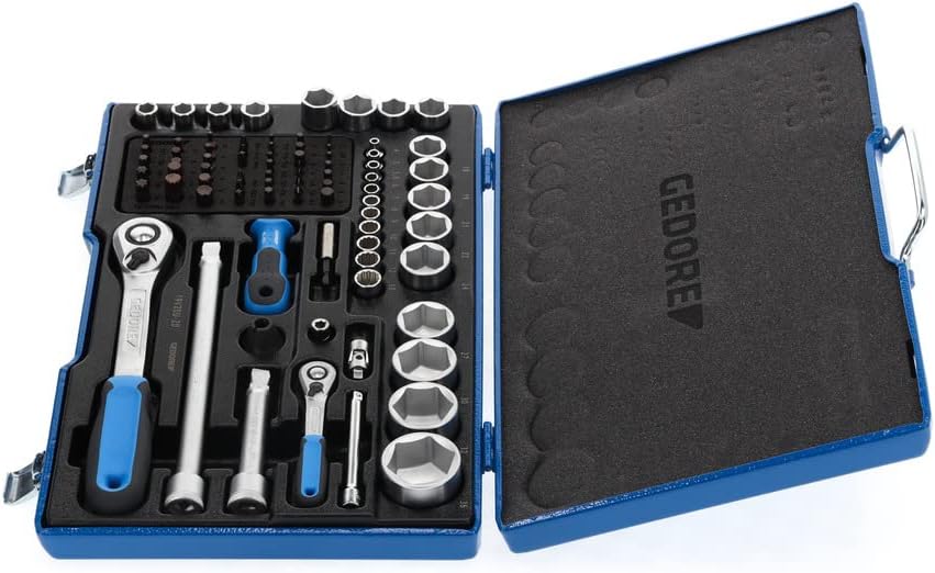 🚗 KFZ & Werkstatt – GEDORE 19V20 U20 Blue 1/4 + 1/2 Inch Tool Socket Ratchet Bit Set for Car – Bild 2