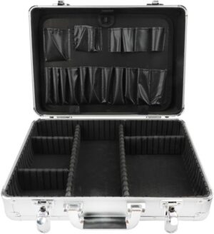 🔥 Angebote & Aktionen – Hoteche Aluminium Tool Box 42.5 x 30.5 x 12.5 cm with 2 Long and 3 Short Dividers, Tool Board and Shoulder Strap - Professional Aluminium Case