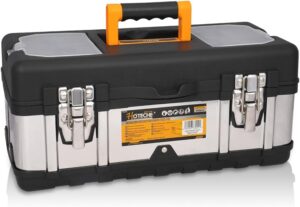 🔥 Angebote & Aktionen – HOTECHE Empty Tool Box, Stainless Steel Tool Box with Transparent PP Covers, Size: 41 x 21.5 x 18.5 cm, Black PP and Natural Stainless Steel, Tool Box, Tool Box, Galvanised Clasps