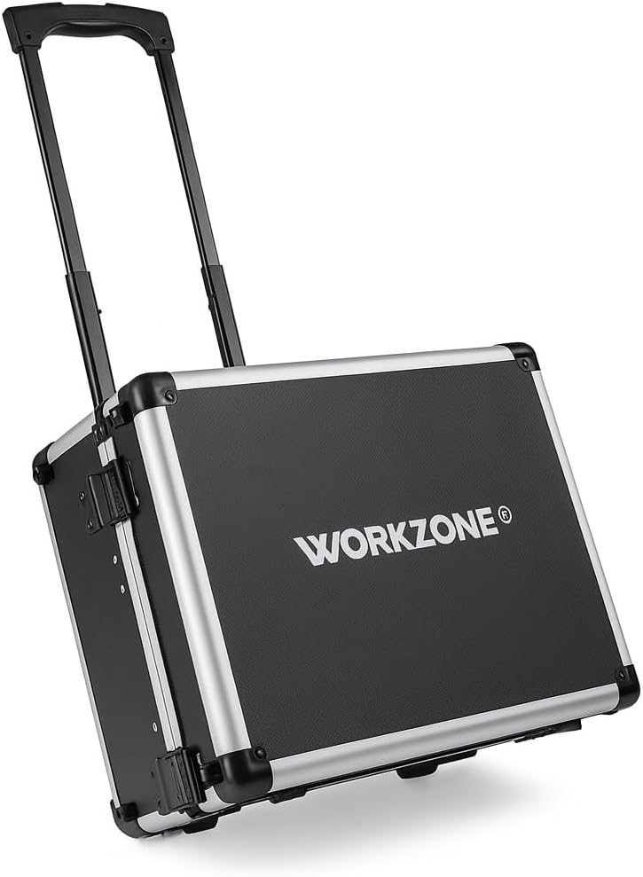 🔥 Angebote & Aktionen – WORKZONE 128 Pcs Aluminum Casing Trolley Tool Box with Wheels Extendable Handle 45.5 x 35.5 x 19.7cm – Bild 6