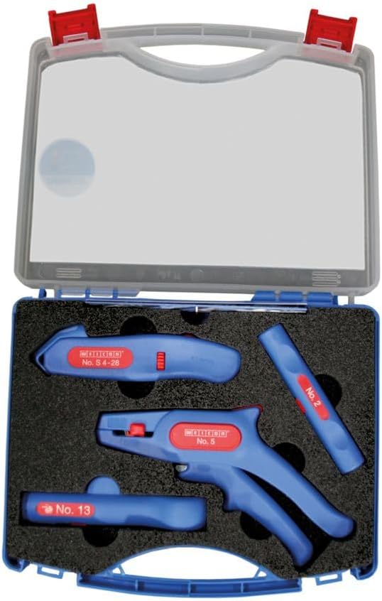 ⚡ Elektro & Technik – WEICON Professional Starter Kit 4 – teilig| Entfernungswerkzeugsatz für den Autohauseinbau, Abisolierzange Nr. 5, Koax-Abisolierzange Nr. 2, Kabelmesser Nr. s 4-28, Rundkabelabisolierer Nr. 13 | Stripperin | Entmanteln | Fall | TÜV/Blau/Rot/100 % Made in Germany