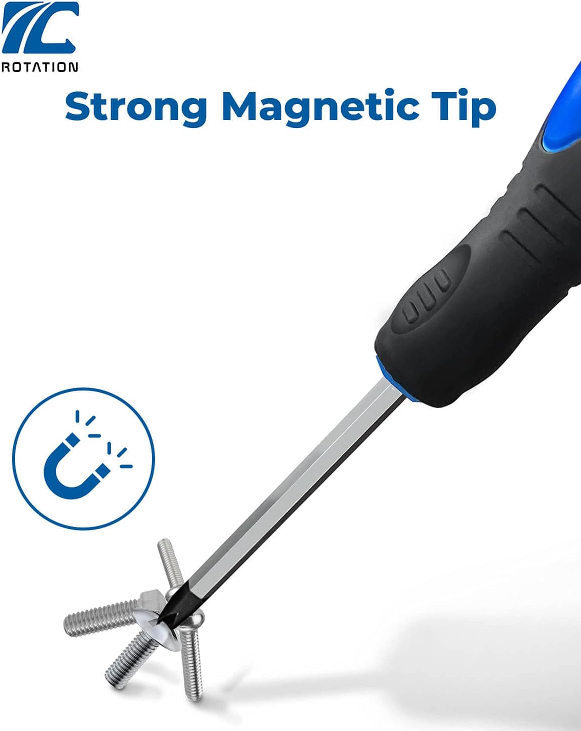 🚗 KFZ & Werkstatt – ROTATION Magnetic Screwdriver Set, 12 Pieces, 6 Phillips and 6 Slotted Tips, Screwdriver with Continuous Steel Blades, High Torque – Bild 4