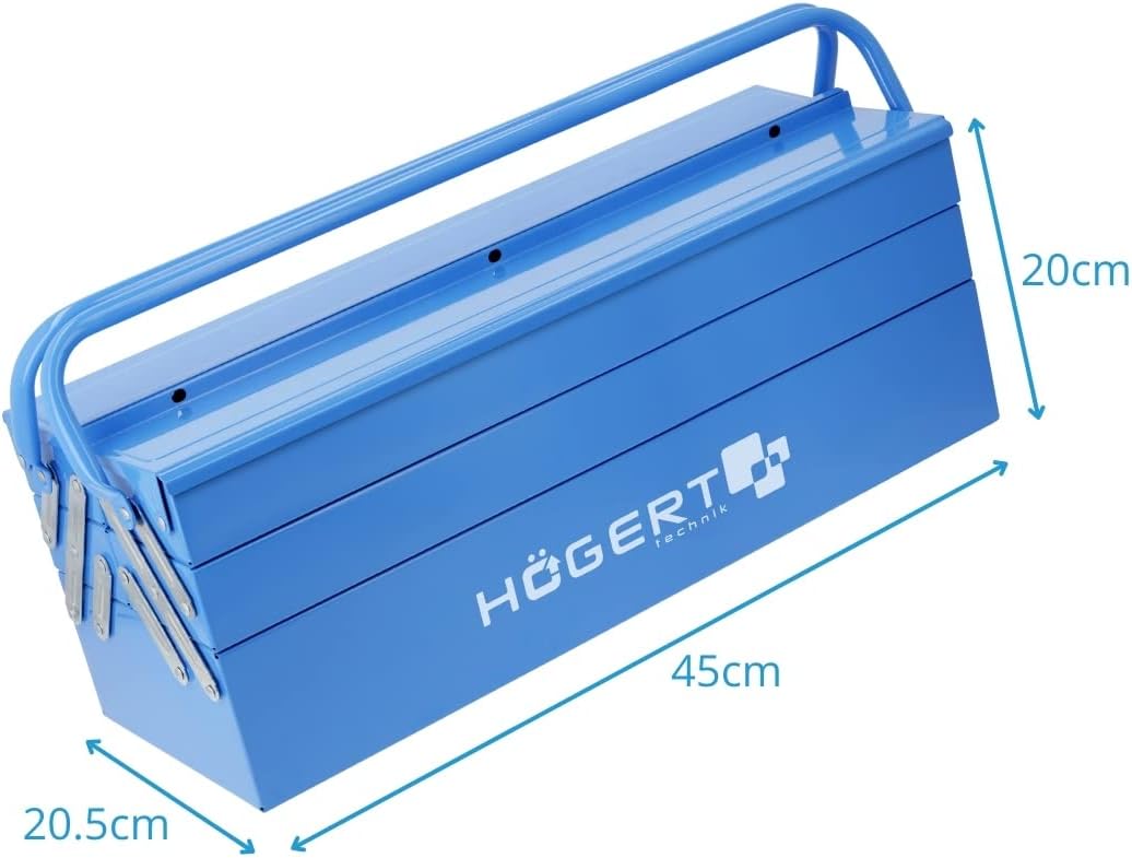 🔥 Angebote & Aktionen – Högert Technik Metal Tool Box for Tools and Small Parts - Tool Box/Tool Box - 45 cm x 20.5 cm x 20 cm - Box with Fully Accessible Compartments - Sturdy Case – Bild 4
