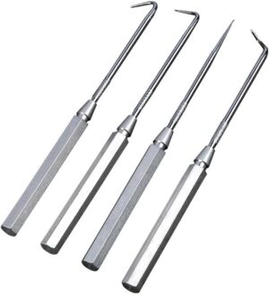 🔥 Angebote & Aktionen – 4-teiliges Haken- und Vanadium-Set für Automobil, Stahl, Chrom-Plektren für Werkzeuge mit Aluminiumgriff für ideale Reparatur, Öldichtungen, Gask
