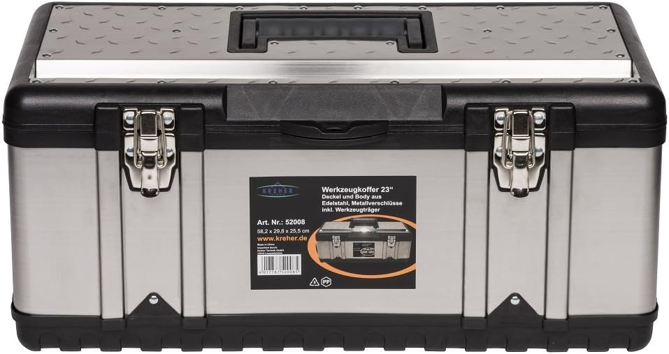 🔥 Angebote & Aktionen – Kreher Professional Stainless Steel Tool Case Set: XXL 23 inch Professional Case 58 x 30 x 25 cm + XL 18 inch Professional Case 47 x 23 x 20 cm Lockable, with tool carrier, metal clasps, cutting device. – Bild 2