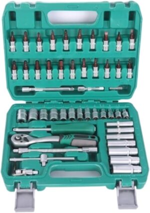 🚗 KFZ & Werkstatt – Car Tool 53-Piece Socket Set, Ratchet Drive Socket, Universal Mechanic Tool Set for Household Tool Box (Green)