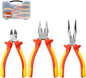 ⚡ Elektro & Technik – CCLIFE VDE-Zangen-Set 1000 V, 3-teilig, Universal-Kombizange 170 mm + Flachzange 170 mm + Seitenschneider 160 mm, Zangen-Set elektrisch, für Haushalt, Werkstattgerät, Elektrowerkzeug