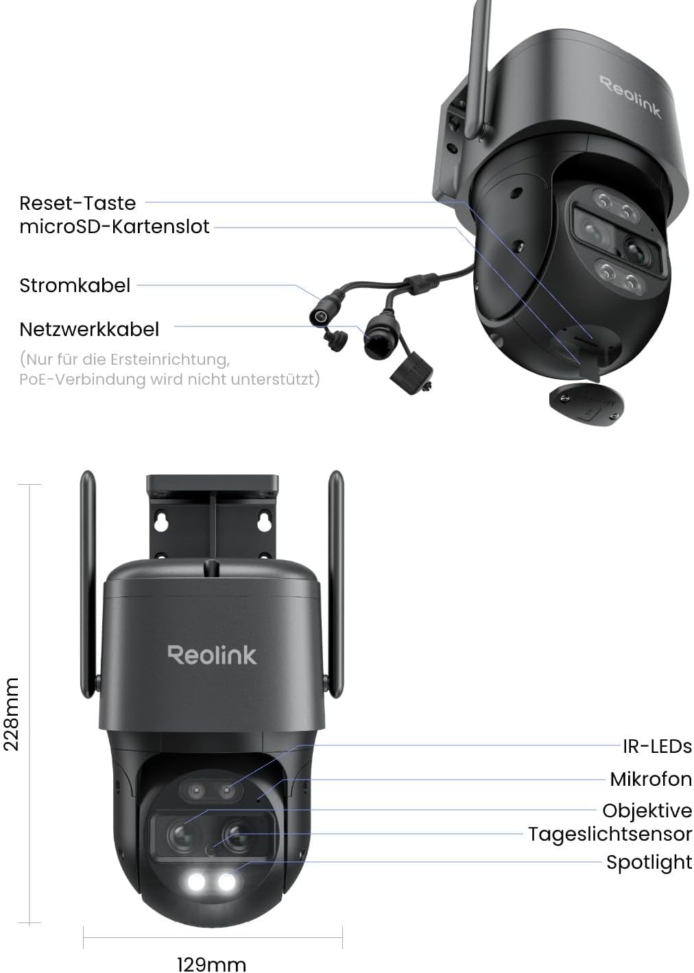 ⚡ Elektro & Technik – Reolink 4K 8MP Wi-Fi 6 PTZ Überwachungskamera für den Außenbereich WiFi mit Auto-Tracking-Zoom, Dual-Objektiv, Dual-Ansicht, WiFi-Kamera für den Außenbereich mit intelligenter Erkennung, Farbnachtsicht, Außenkamera, TrackMix WiFi – Bild 9