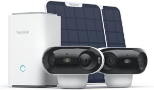 ⚡ Elektro & Technik – Reolink Argus 4 Pro Solar-Überwachungskamera für den Außenbereich, Akku, 4K ColorX Nachtsicht, 180° Weitwinkel, Wi-Fi 6, 8 MP kabellose IP-Kamera mit Home Hub, keine monatlichen Gebühren, 2 Kamera-Set mit Solarpanel