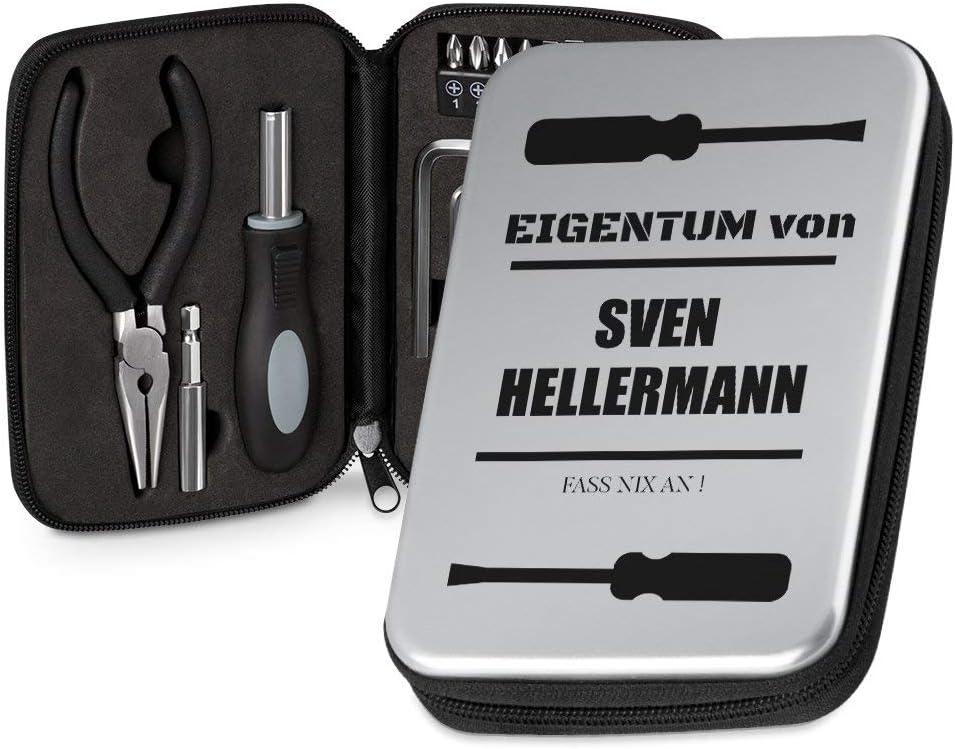 🔥 Angebote & Aktionen – Maverton Tool Set with Print – Tool Box Toolbox Tool Box – Personalised – Size: 16 x 11 x 4 cm – Birthday Gift for Men – Christmas Gifts – Property