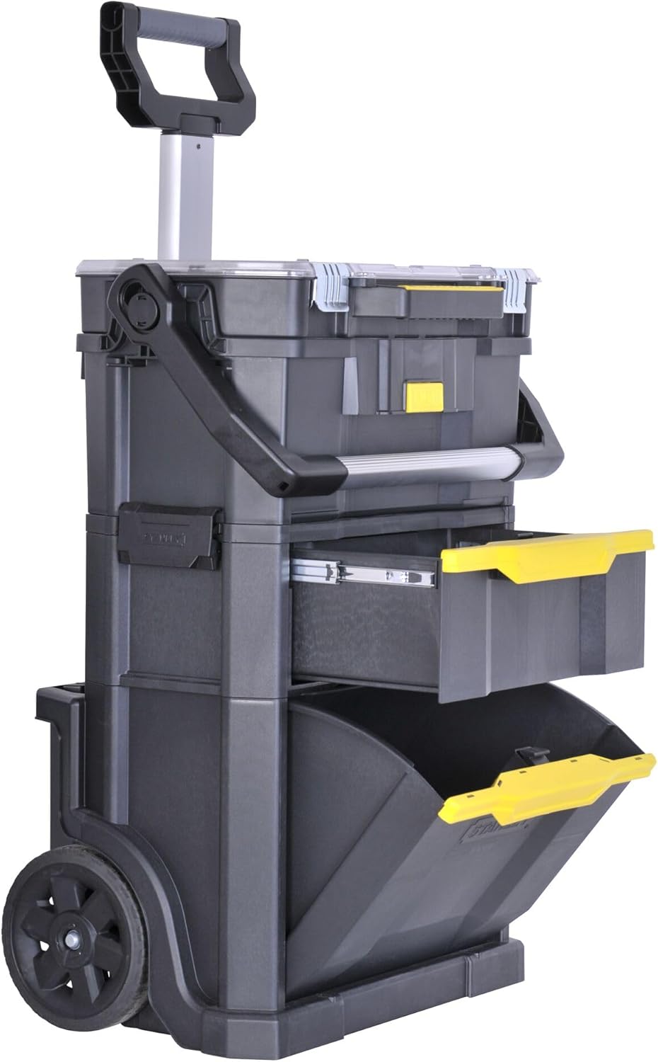 🚗 KFZ & Werkstatt – STANLEY 2-in-1 Rolling Workshop Tool Box Empty Tool Box (53 x 75.60 x 32 cm, Tool Carrier with Organiser Attachment, with Two Large Compartments, Telescopic Handle, Made of Robust Plastic) STST1-79231 – Bild 5