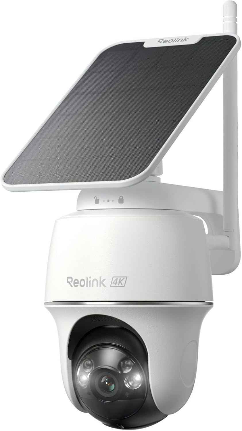 ⚡ Elektro & Technik – Reolink Argus PT Ultra Outdoor 4K Solar-Überwachungskamera + Solarpanel, 2,4 & 5 GHz WLAN, Autoverfolgung, Solar-WLAN-Kamera für den Außenbereich mit 8 MP UHD-Farbnachtsicht, KI-Erkennung, keine monatliche Gebühr