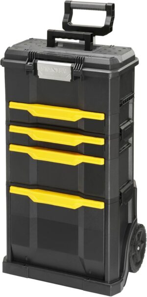 ⚡ Elektro & Technik – Stanley 1-79-206 Rollwerkstatt aus Metall und Kunststoff, leerer Werkzeugwagen mit 3 modularen Einheiten, vielseitiger Werkzeugkasten für Kleinteile und große Werkzeuge, 1-79-206