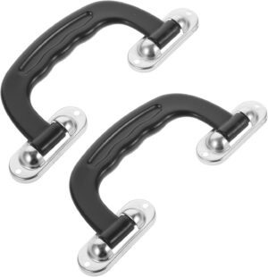 ⚒️ Bau & Montage – Mikinona 2er Set Koffergriffe, Robuster Kunststoff und Metall, Ersatzgriff für Reisekoffer, Werkzeugkasten und Gepäck, Ergonomisch, Langlebig, Schwarz, Einfache Montage