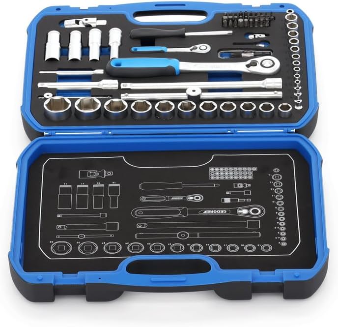 🚗 KFZ & Werkstatt – Gedore Socket Spanner Set 1/4 Inch + 1/2 Inch in Robust Plastic Case 69 Pieces with 2 Reversible Ratchets – Bild 4