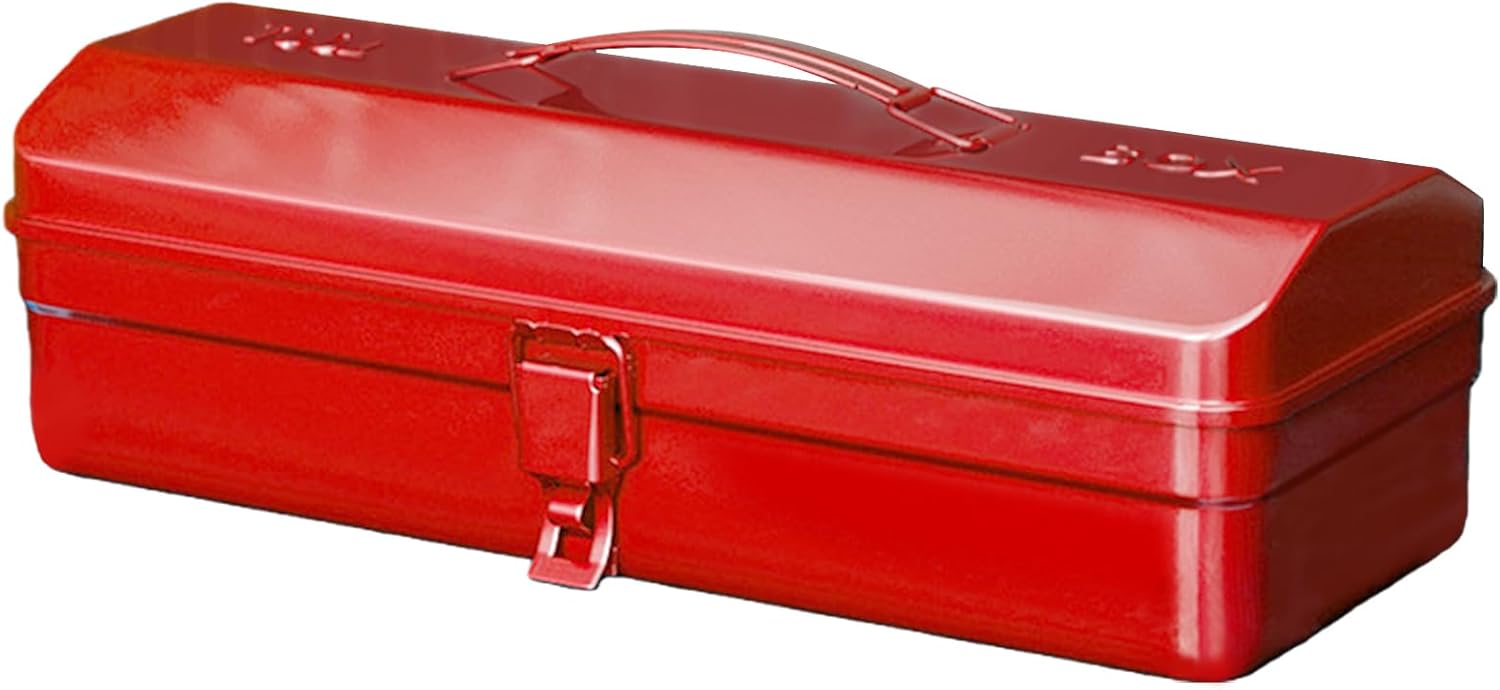 🔥 Angebote & Aktionen – Tool Box Empty Large Tool Box 37 x 16 x 12 cm Metal Tool Box with Carry Handle and Locking Camber Top Steel in Red Toolbox Empty