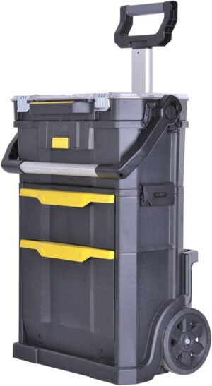 🚗 KFZ & Werkstatt – STANLEY 2-in-1 Rolling Workshop Tool Box Empty Tool Box (53 x 75.60 x 32 cm, Tool Carrier with Organiser Attachment, with Two Large Compartments, Telescopic Handle, Made of Robust Plastic) STST1-79231