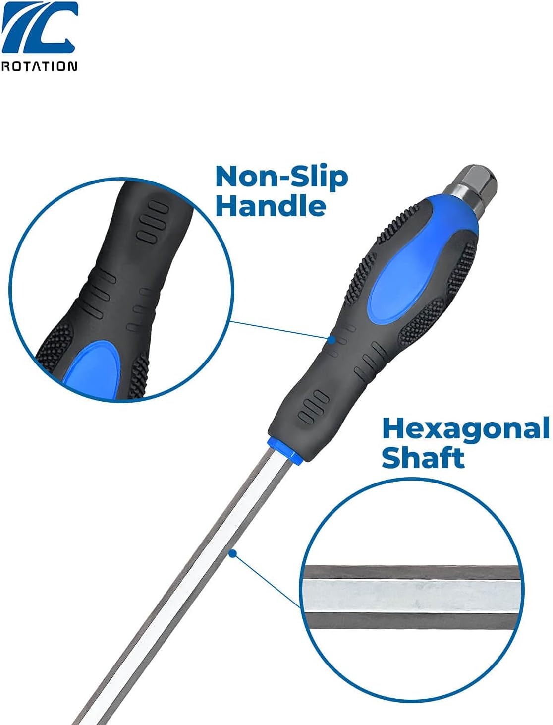 🚗 KFZ & Werkstatt – ROTATION Magnetic Screwdriver Set, 12 Pieces, 6 Phillips and 6 Slotted Tips, Screwdriver with Continuous Steel Blades, High Torque – Bild 3