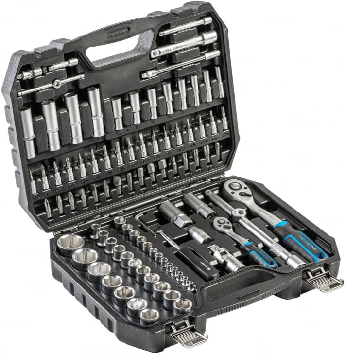 🚗 KFZ & Werkstatt – HÖGERT TECHNIK Tool Set 95 Pieces CrV Ratchet 1/4 Inch and 1/2 Inch Socket Set Screwdriver Bits and Accessories Chrome Vanadium Steel in Robust Case