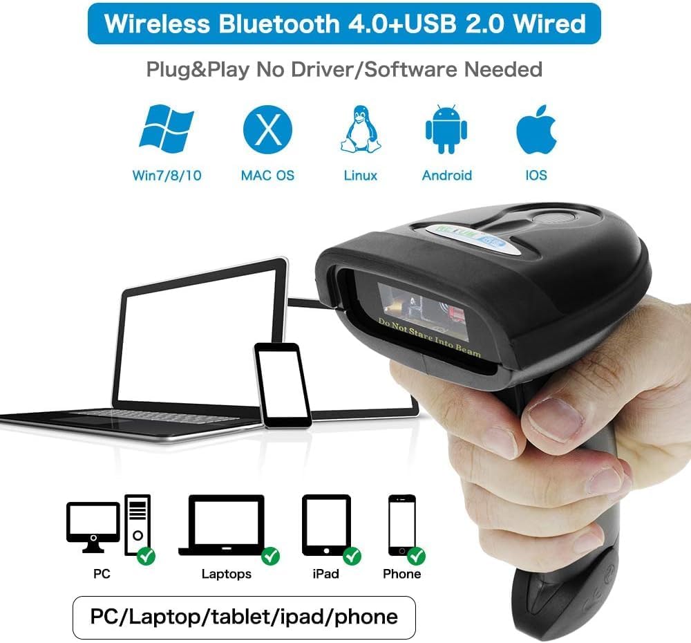⚡ Elektro & Technik – NT-1228BC Bluetooth CCD Barcode Scanner Handheld USB Wireless 1D CCD bar Codes Imager for Mobile Payment Computer Screen Scan Support iOS & Android – Bild 2
