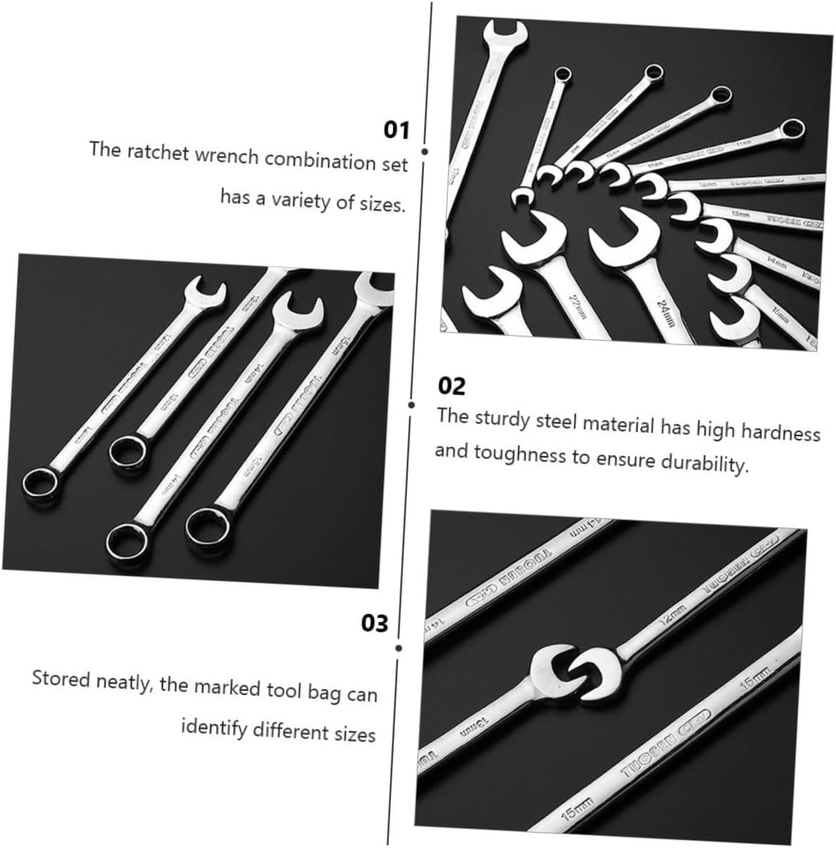 🚗 KFZ & Werkstatt – NUOBESTY 14-piece adjustable piece combination key set with storage bag, tool set for DIY enthusiasts and professionals for precise repairs and versatile – Bild 4
