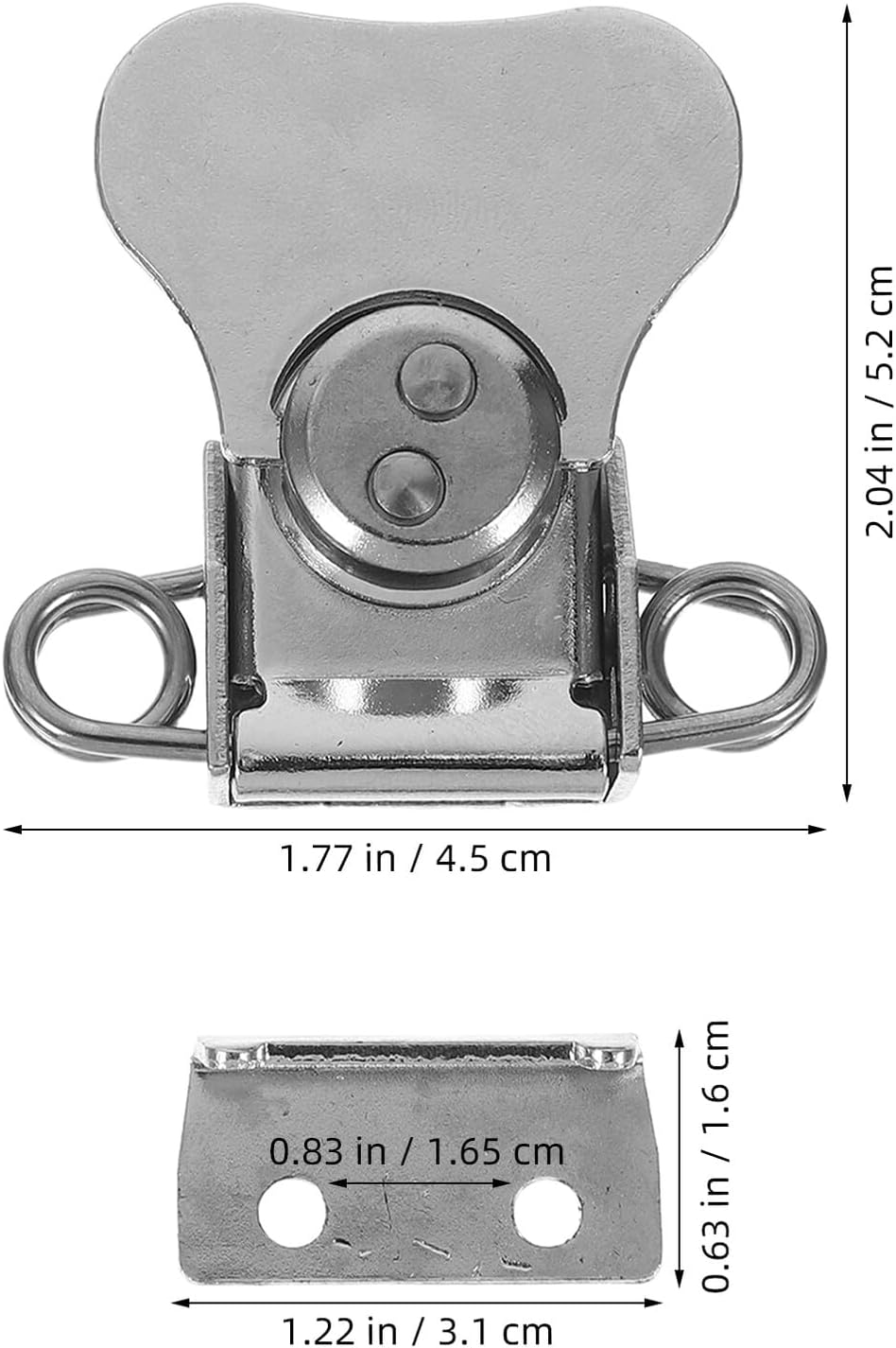 ⚒️ Bau & Montage – 2 Stück Teiliges Edelstahl Butterfly Latch Federbelasteter Kleiner Drehverschluss Platzsparend Robust für Werkzeugkoffer Kisten Instrumenten Ausrüstungsboxen Einfache Montage – Bild 2