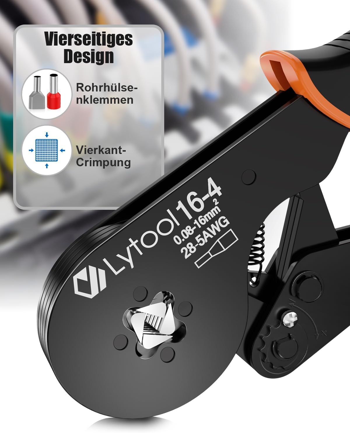 ⚡ Elektro & Technik – Lytool Crimpzange 0,08-16 mm², Aderendhülsen-Crimpzange, Vierkant-Crimpzange, selbsteinstellend für isolierte, unisolierte Aderendhülsen-Crimpverbinder – Bild 5