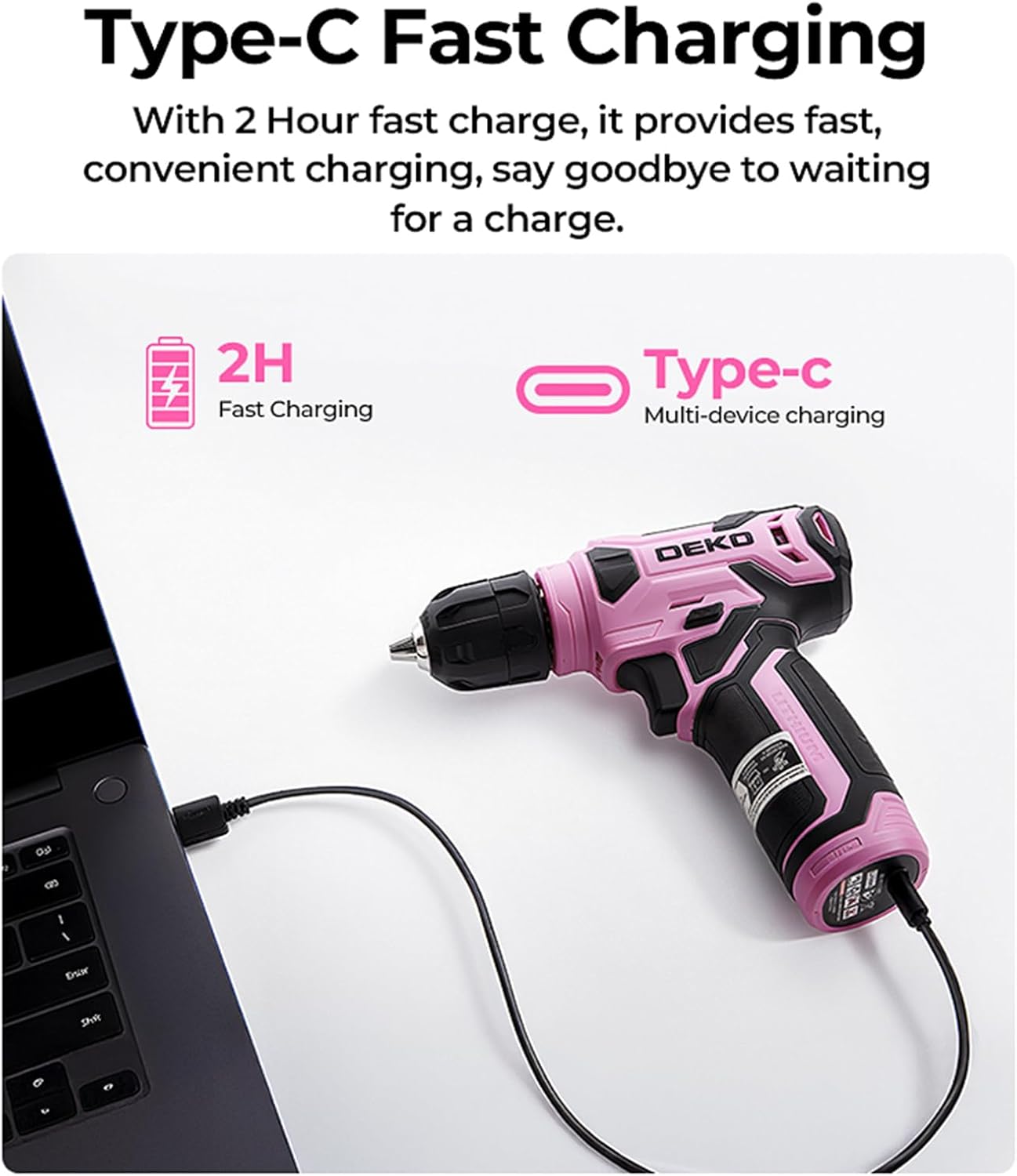 🔥 Angebote & Aktionen – DEKO Tool Box Cordless Screwdriver Tool Box Tool Set 126 Pieces Professional Tool Box for DIY Use for Offices and Garden, Pink – Bild 7