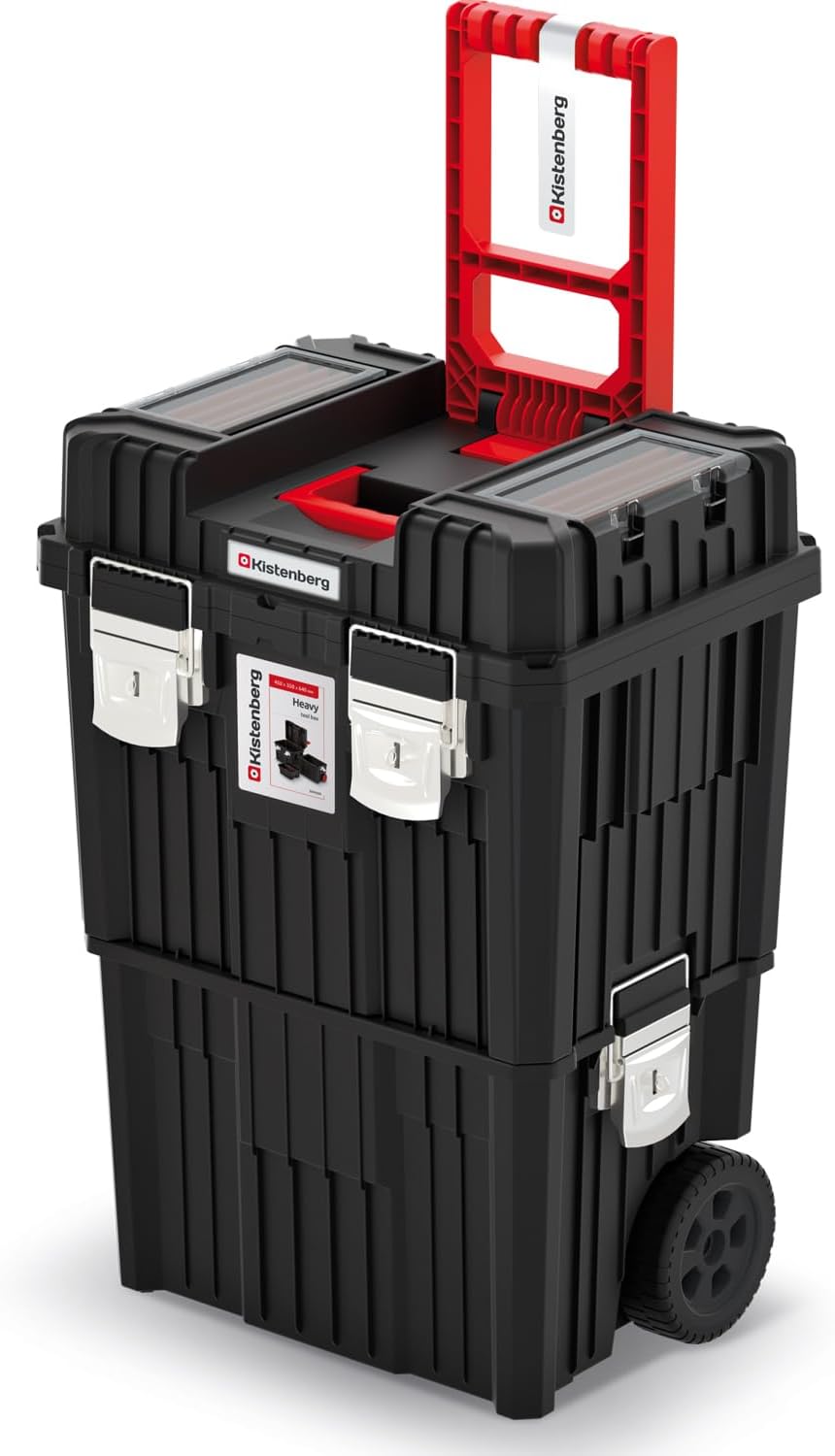 🔥 Angebote & Aktionen – Kistenberg 2-in-1 Tool Trolley, Tool Box, Workshop Case, Rolling Workshop (Clamp Clasps, Organiser in Lid, Dustproof, 450 x 360 x 640 mm (with Metal Closure)