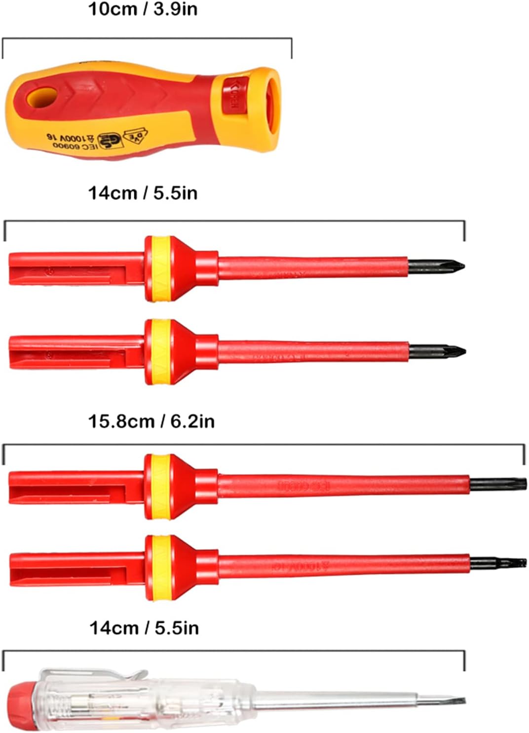 ⚡ Elektro & Technik – Geevorks 13-teiliges isoliertes Schraubendreher-Set inklusive Spannungsprüfer, TPR-Griff, Schlitz-, PH-, PZ- und T-Set – Bild 6