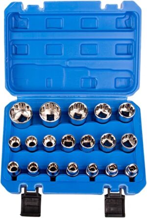 🚗 KFZ & Werkstatt – LST 19-Piece Socket Spanner Set Multi-Tooth Torx 1/2 Inch Tool Socket Nuts 8-32 mm